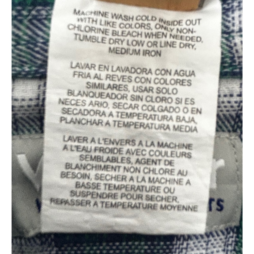 Wrangler Wrancher Shirt Blue and Green Plaid Pearly Snaps Men's Size Large - Picture 6 of 7
